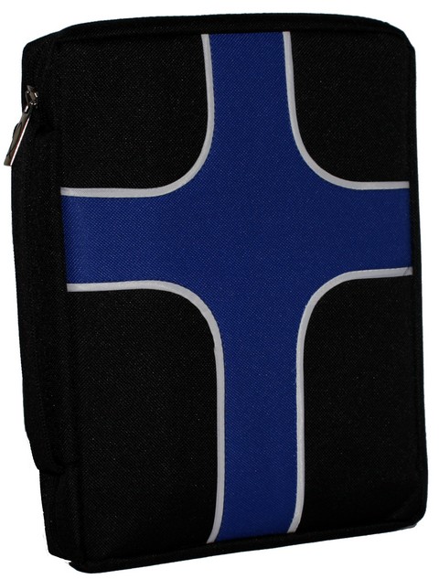 Cross Bible Cover, Large, Blue